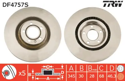 Compra Ahora Juego de 2 discos de freno TRW DF4757S